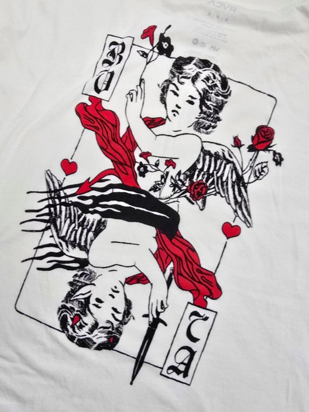 RVCA ✦ Angel Graphic Tee ✦ White Streetwear Art Print Top Casual Style M - Picture 5 of 7